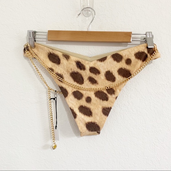 WeWoreWhat Belted Delilah Bikini Bottom Leopard XL - Picture 7 of 12